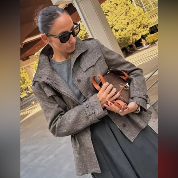 Zara Plaid Wool Blend Jacket ZW Collection - Picture 6 of 16